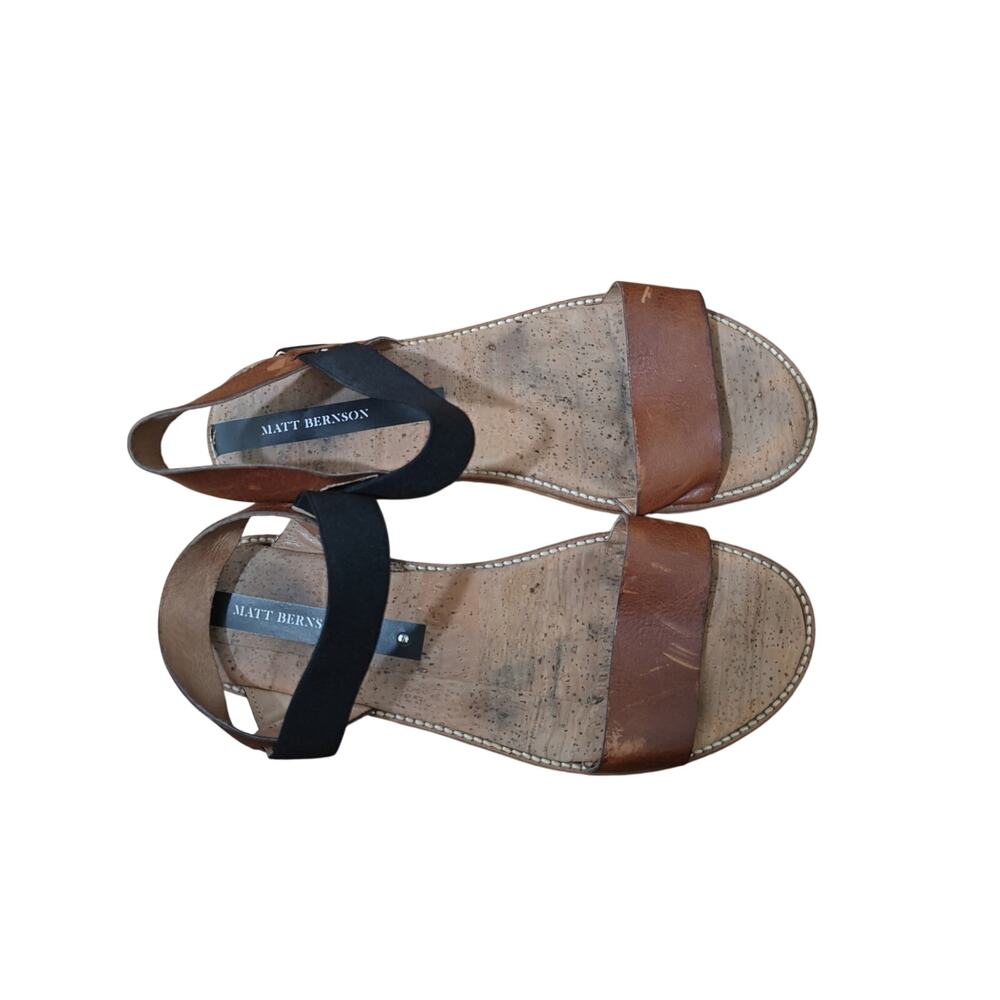 Anthropologie Matt Bernson Brown Leather Globo Sandals Size 10 Made in Portugal